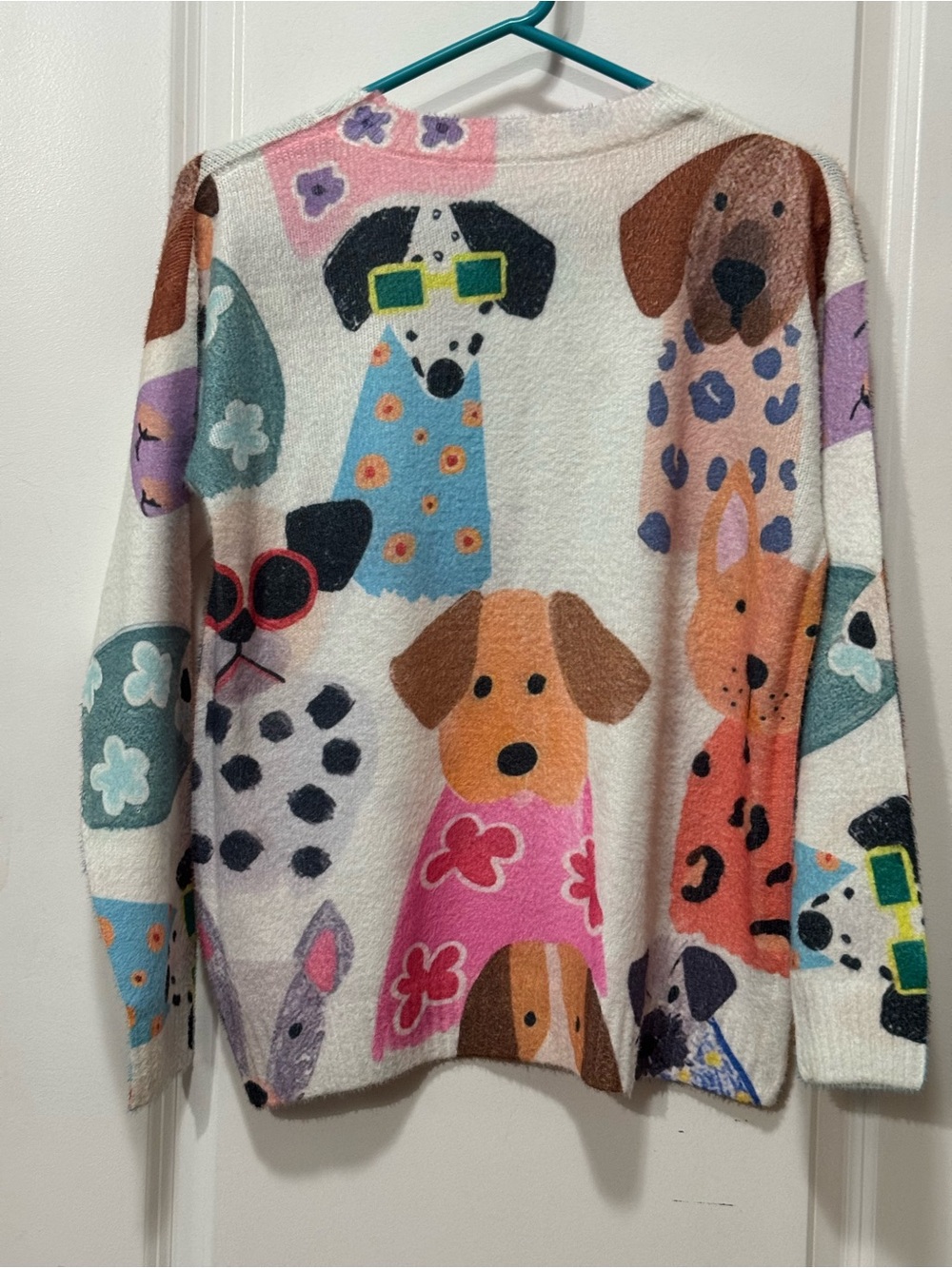 Cute Graphic Dog Print Sweater in Multi Colors women’s S PIT 20” L 24” - Picture 2 of 6